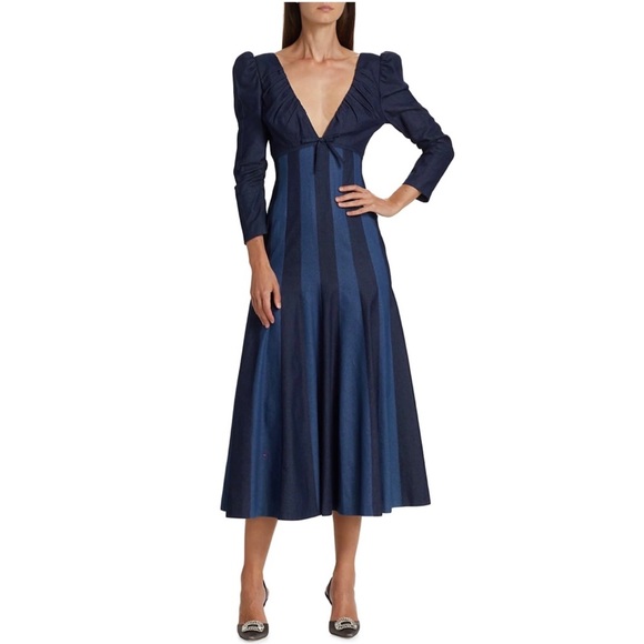 carolina herrera denim wrap dress Carolina Herrera Denim Wrap Dress In Blue - 30% Off